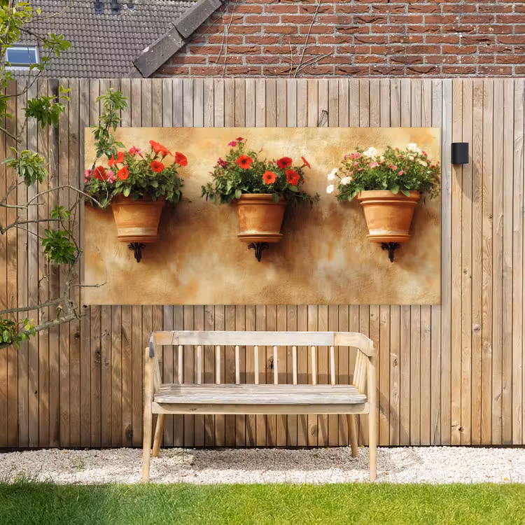Buiten canvas - Bloempotten - Muur - Vintage — 3