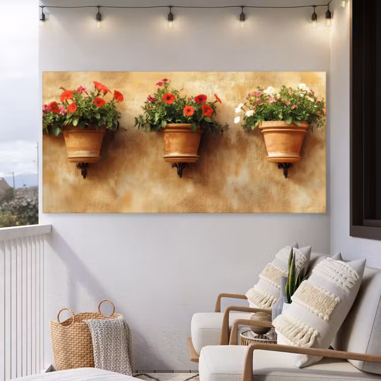 Buiten canvas - Bloempotten - Muur - Vintage — 4