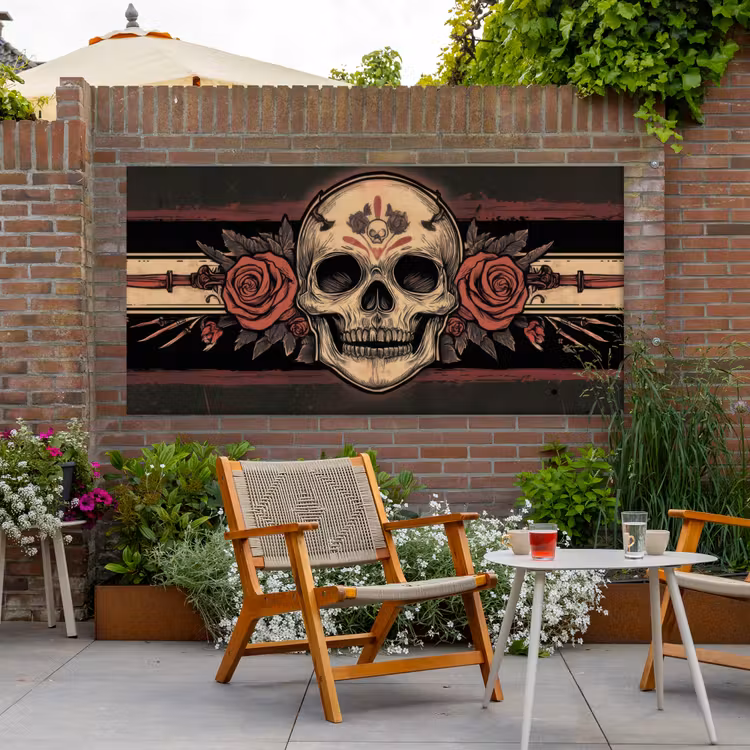 Buiten canvas - Schedel - Rozen - Gotisch — 2