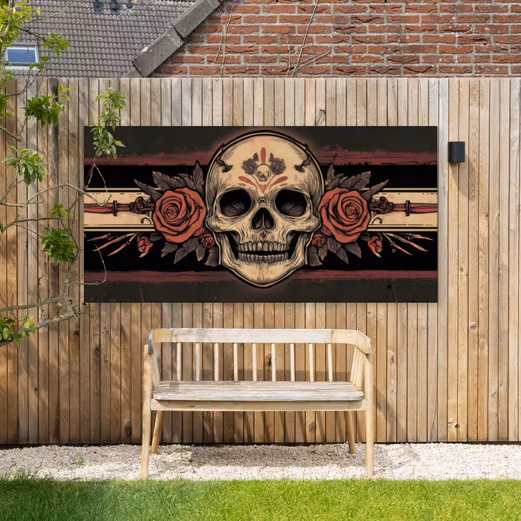 Buiten canvas - Schedel - Rozen - Gotisch — 3