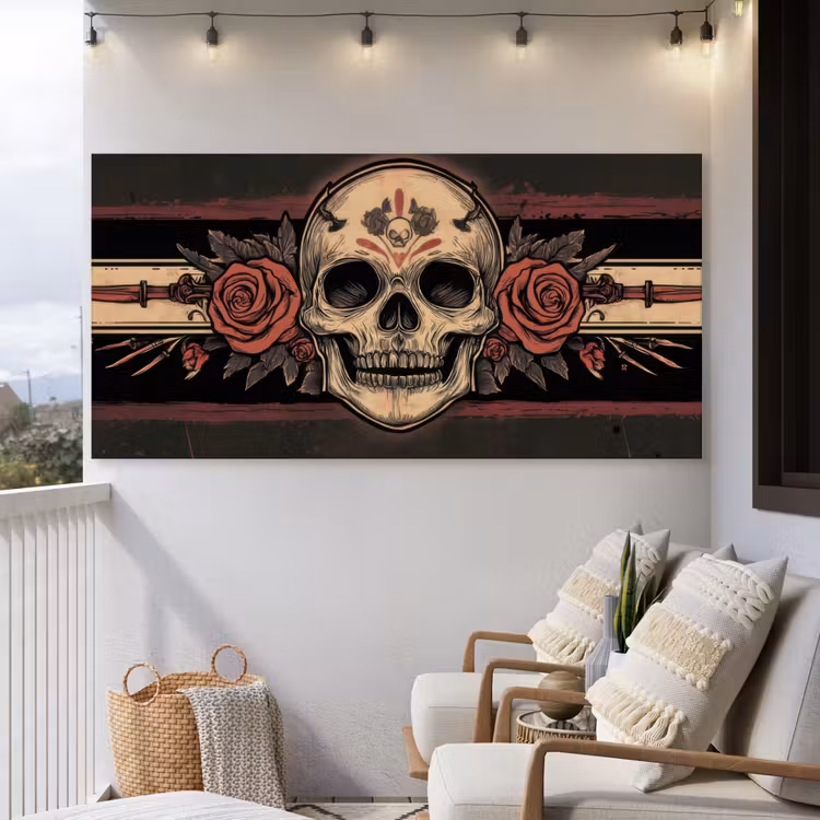 Buiten canvas - Schedel - Rozen - Gotisch — 4
