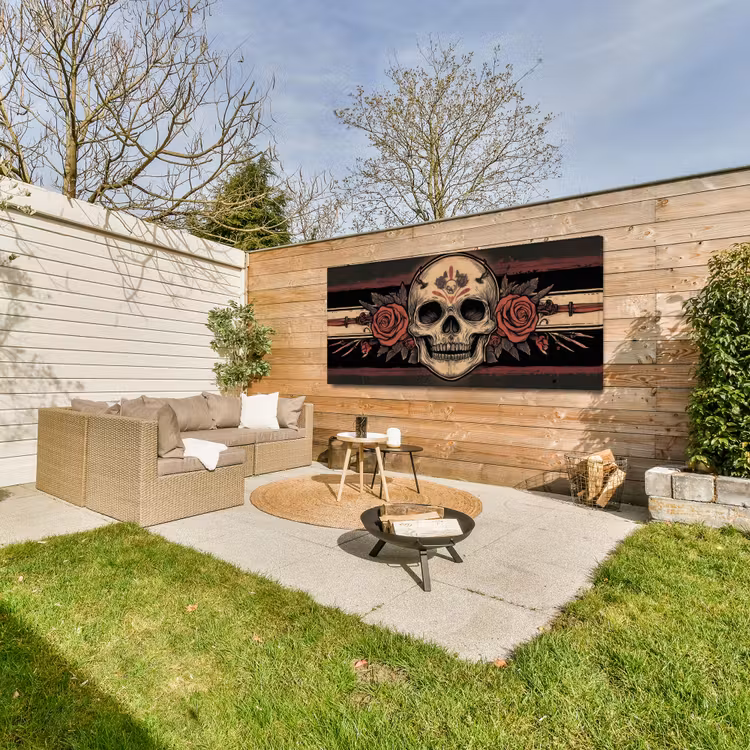 Buiten canvas - Schedel - Rozen - Gotisch — 5