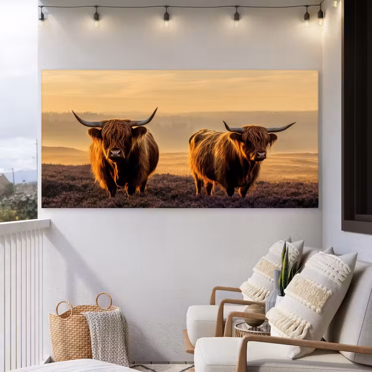 Buiten canvas - Schotse hooglanders - Heide - Landschap - Dieren — 4