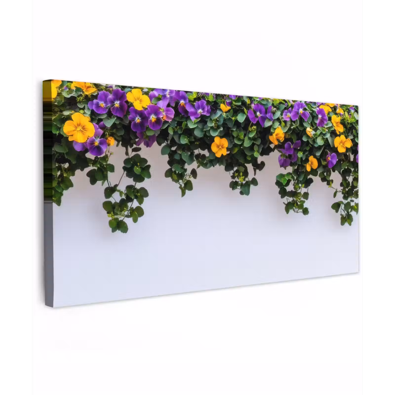 Buiten canvas - Bloemen - Muur - Geel - Paars — 1