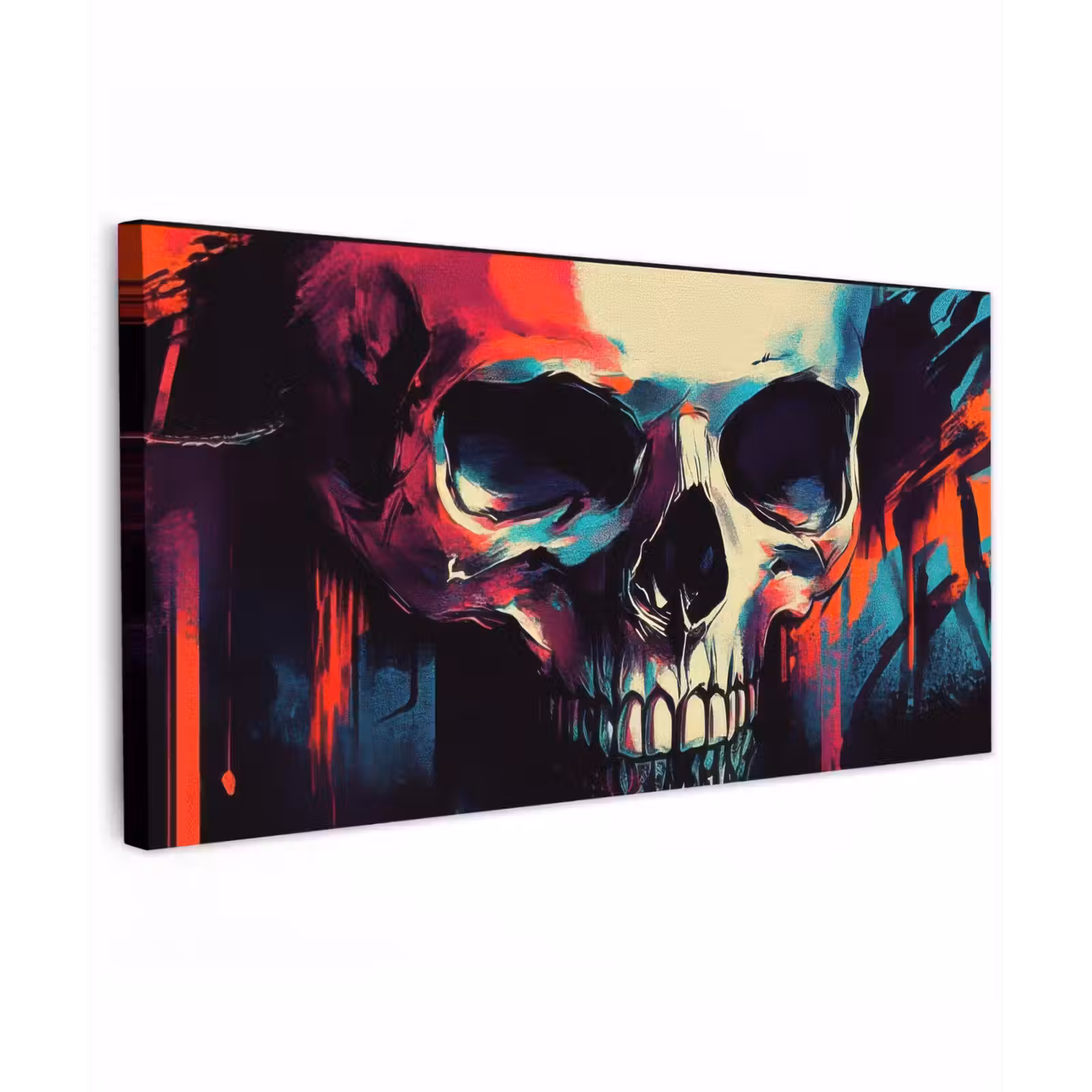 Buiten canvas - Schedel - Abstract - Rood - Blauw - Graffiti — 1