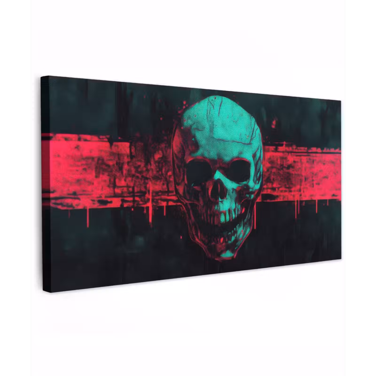 Buiten canvas - Schedel - Cyberpunk - Neon Rood — 1