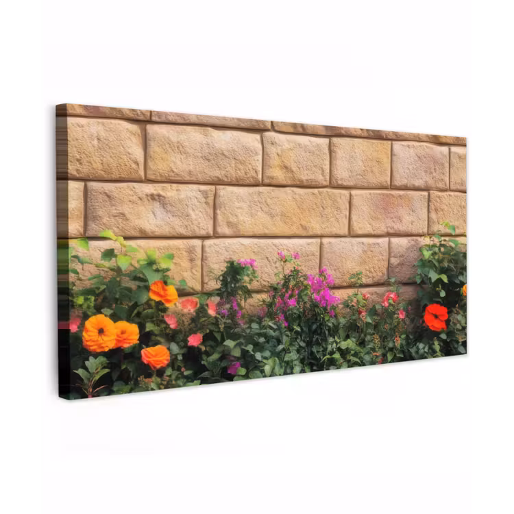 Buiten canvas - Bloemen - Bakstenen - Kleurrijk — 1