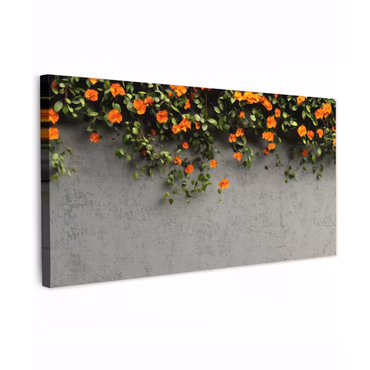 Buiten canvas - Bloemen - Muur - Oranje — 1