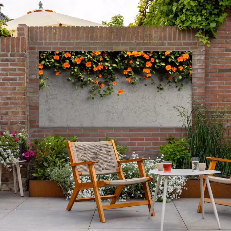 Buiten canvas - Bloemen - Muur - Oranje — 2