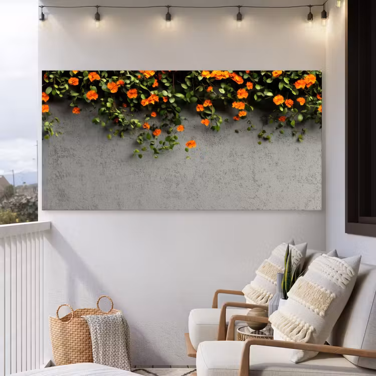 Buiten canvas - Bloemen - Muur - Oranje — 4