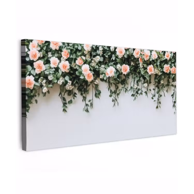 Buiten canvas - Bloemen - Muur - Rozen - Groen — 1