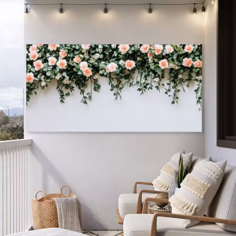 Buiten canvas - Bloemen - Muur - Rozen - Groen — 4