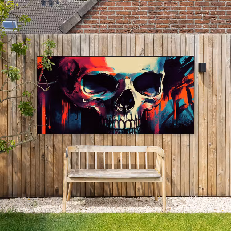 Buiten canvas - Schedel - Abstract - Rood - Blauw - Graffiti — 3