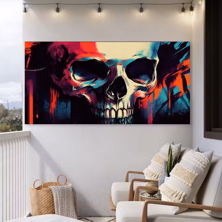 Buiten canvas - Schedel - Abstract - Rood - Blauw - Graffiti — 4