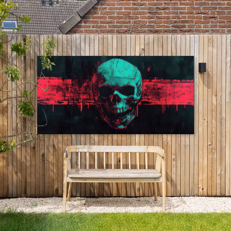 Buiten canvas - Schedel - Cyberpunk - Neon Rood — 3