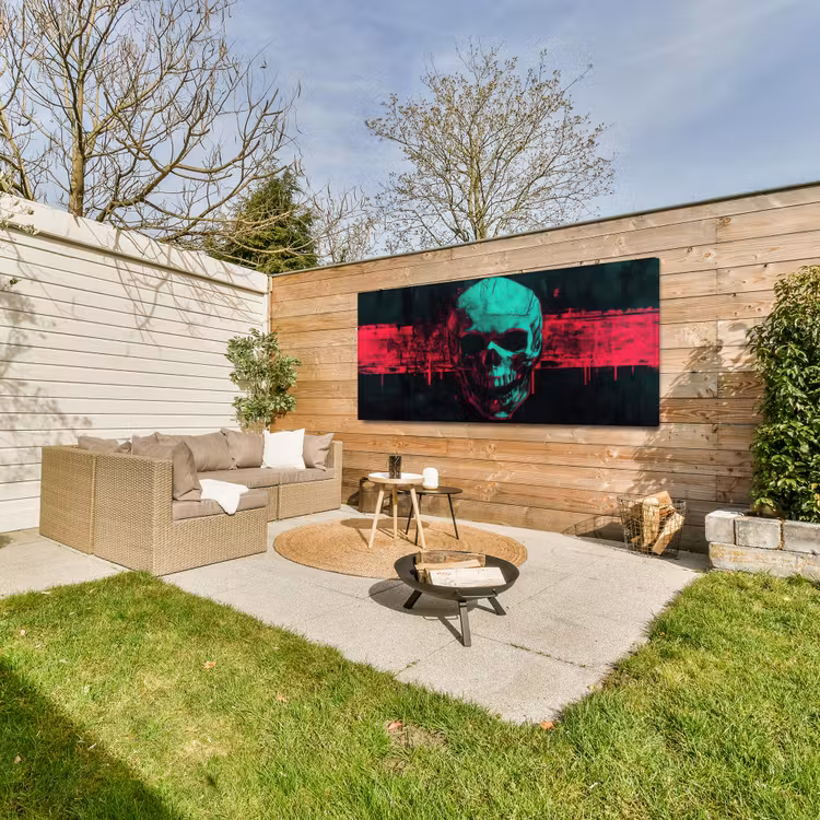 Buiten canvas - Schedel - Cyberpunk - Neon Rood — 5
