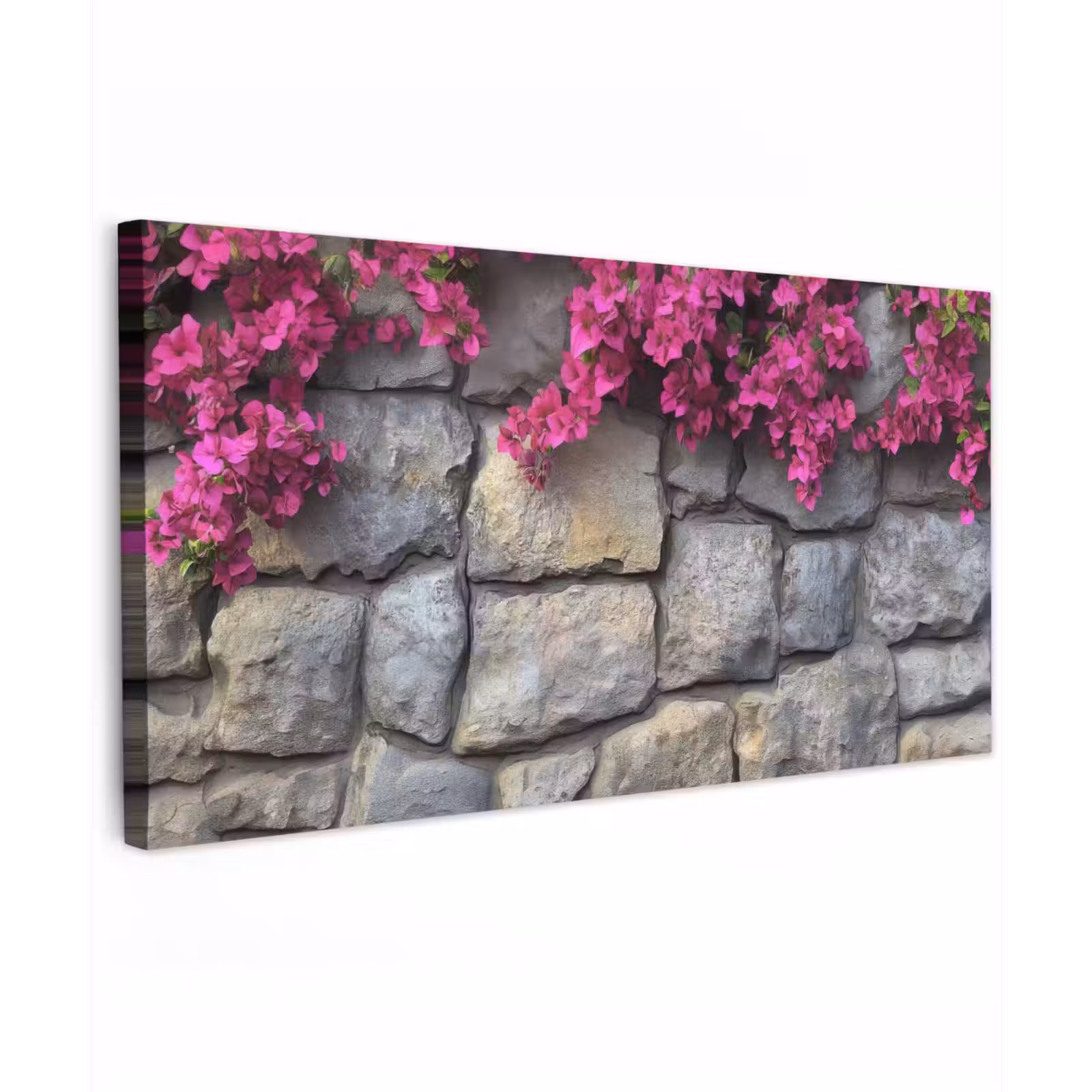 Buiten canvas - Bougainvillea - Stenen Muur - Roze — 1