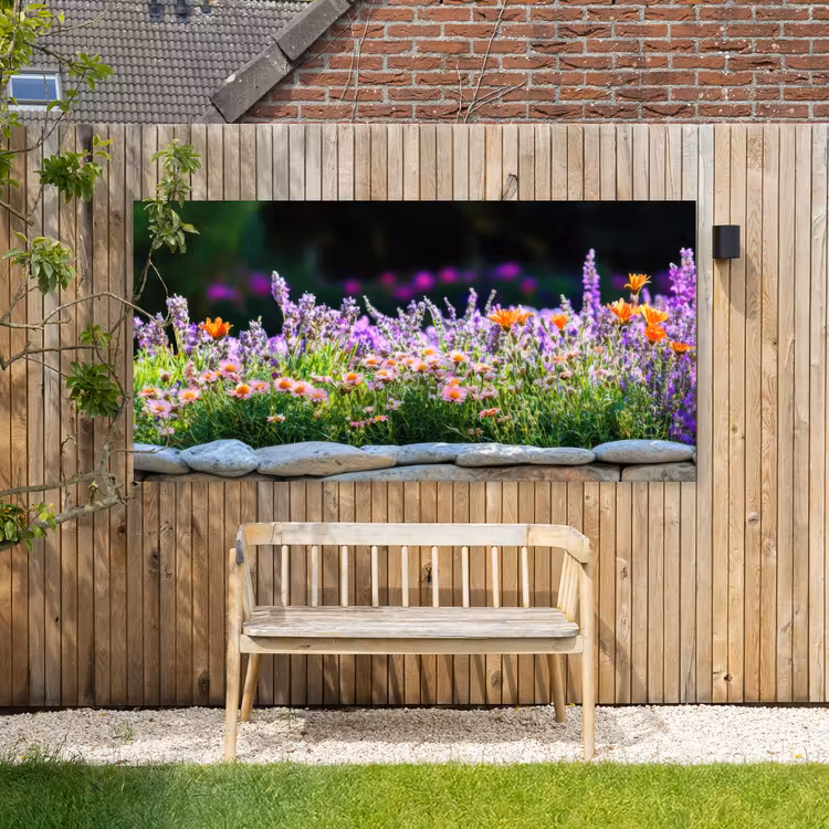 Buiten canvas - Bloemen - Steenrand - Kleurrijk — 3