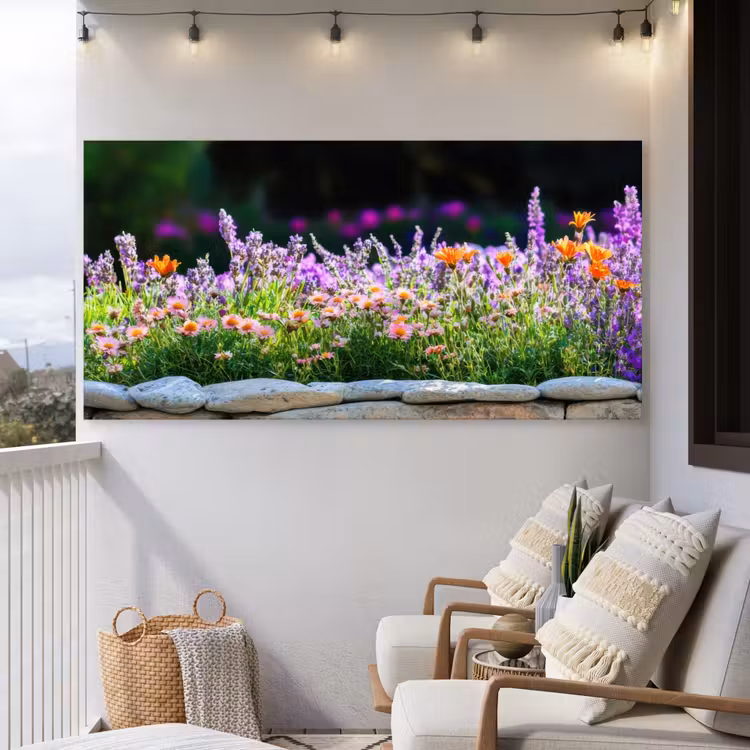 Buiten canvas - Bloemen - Steenrand - Kleurrijk — 4