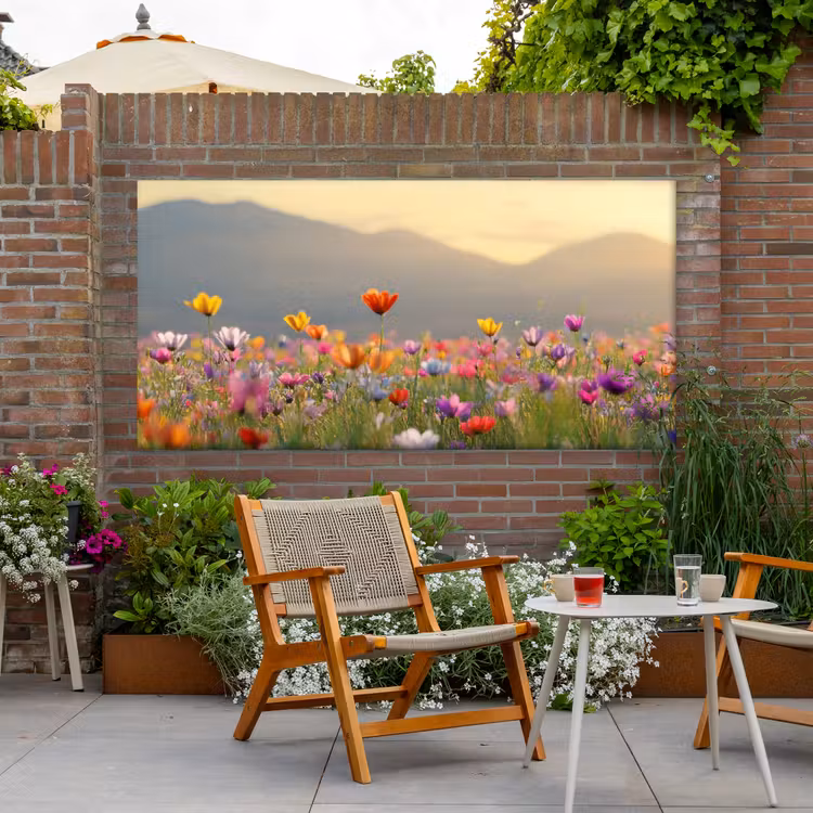 Buiten canvas - Bloemenveld - Bergen - Zonlicht - Bloemen — 2