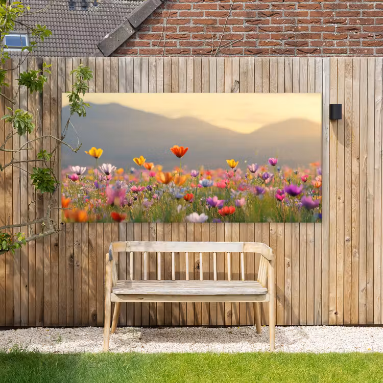 Buiten canvas - Bloemenveld - Bergen - Zonlicht - Bloemen — 3