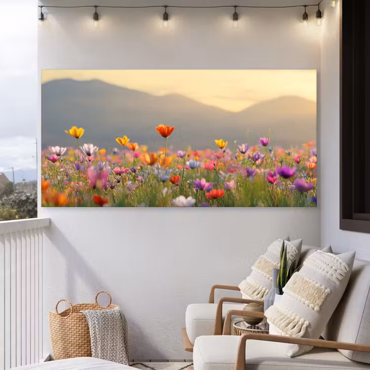 Buiten canvas - Bloemenveld - Bergen - Zonlicht - Bloemen — 4