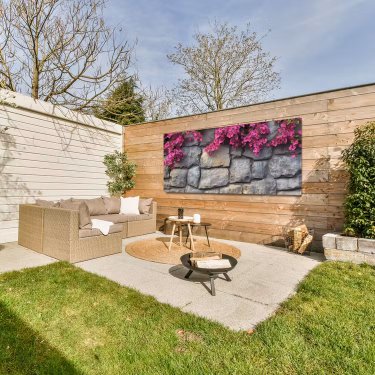 Buiten canvas - Bougainvillea - Stenen Muur - Roze — 5