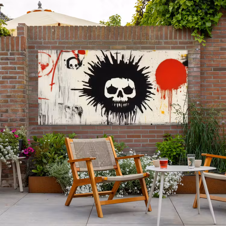 Buiten canvas - Graffiti - Schedel - Abstract - Rood — 2