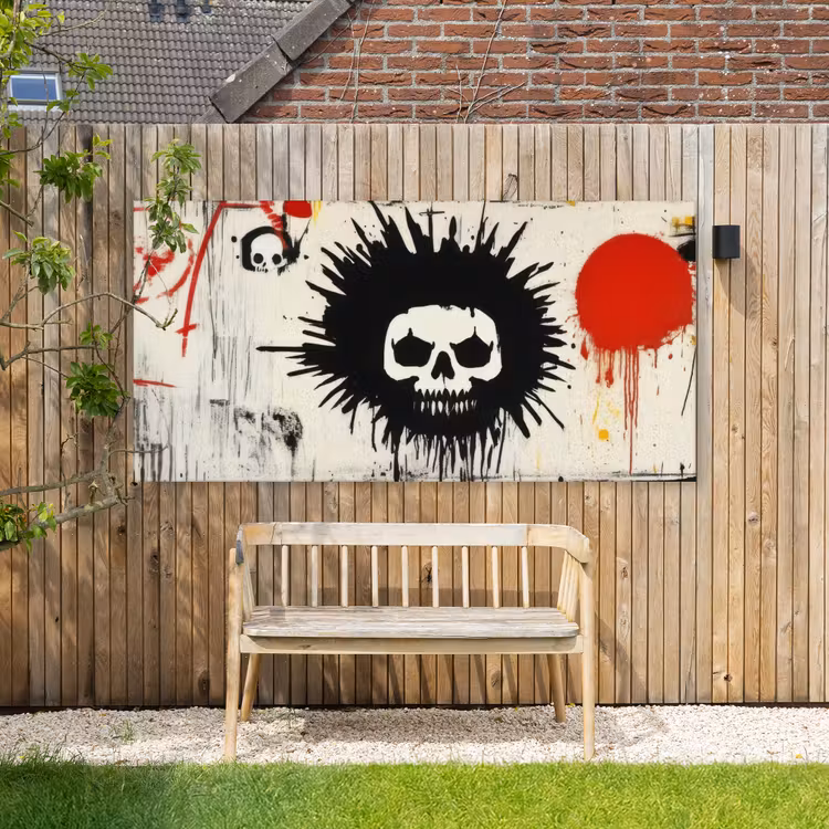 Buiten canvas - Graffiti - Schedel - Abstract - Rood — 3