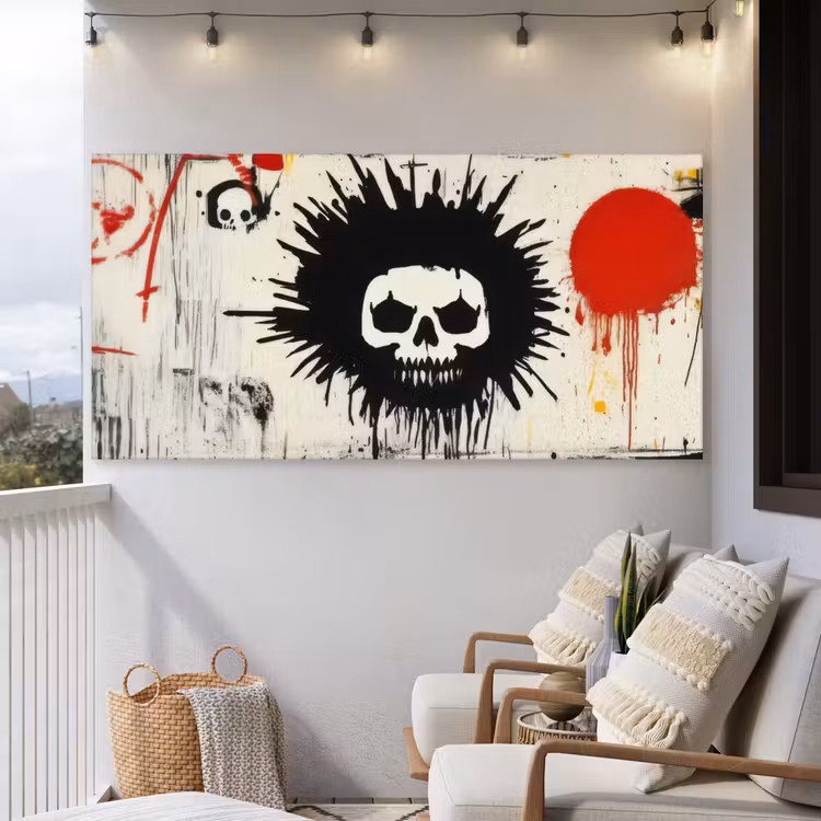 Buiten canvas - Graffiti - Schedel - Abstract - Rood — 4