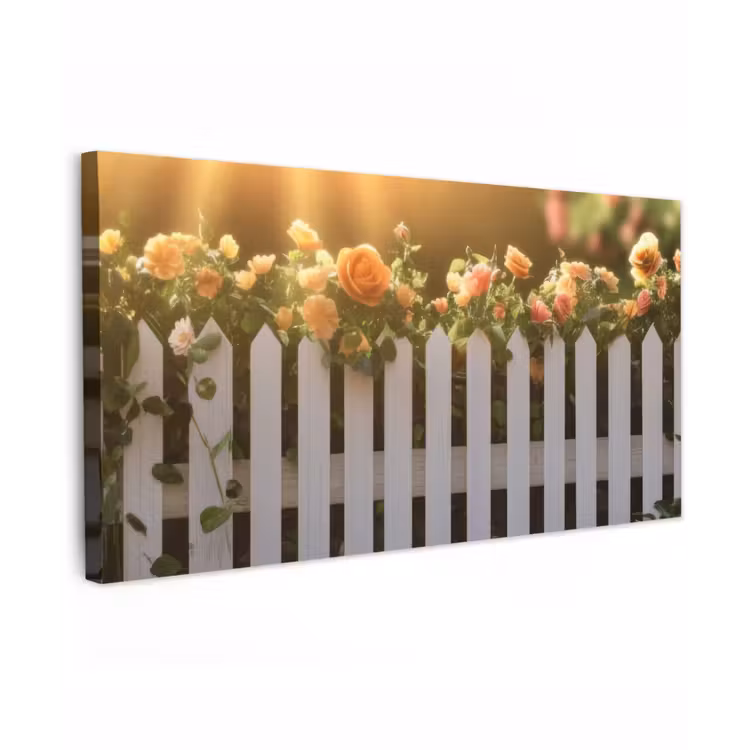 Buiten canvas - Rozen - Hek - Zonlicht — 1