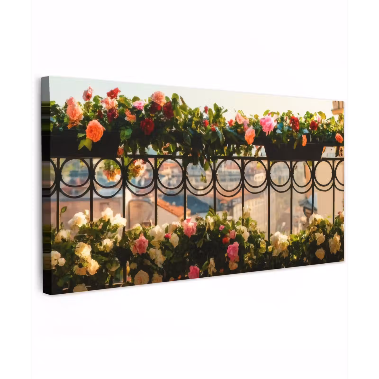 Buiten canvas - Bloemen - Hek - Stadszicht - Zomer — 1