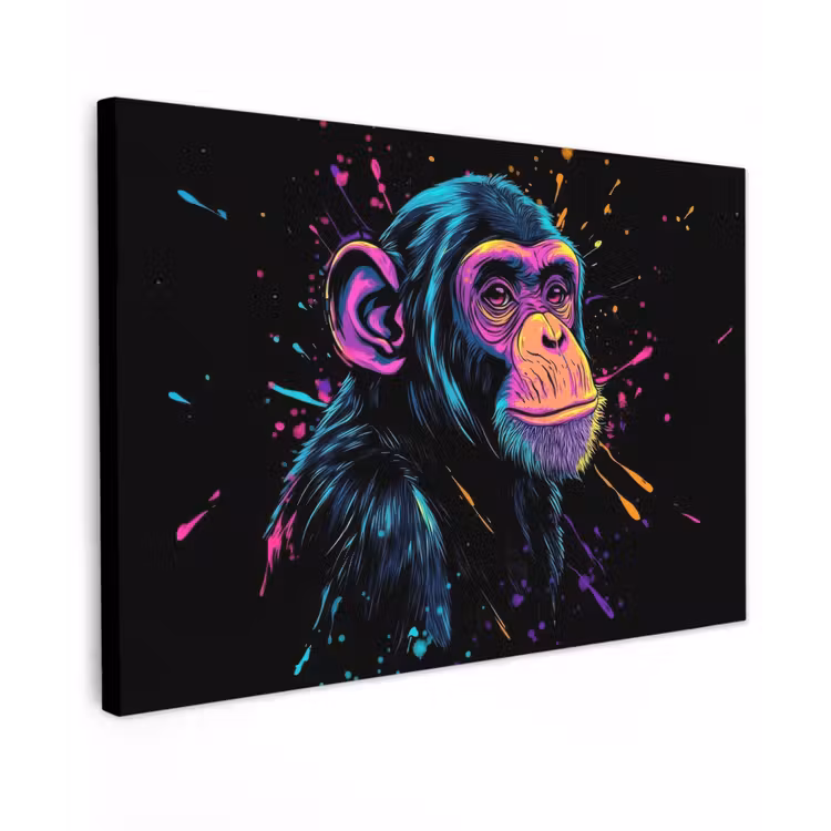 Buiten canvas - Aap - Verf - Neon - Kleur — 1