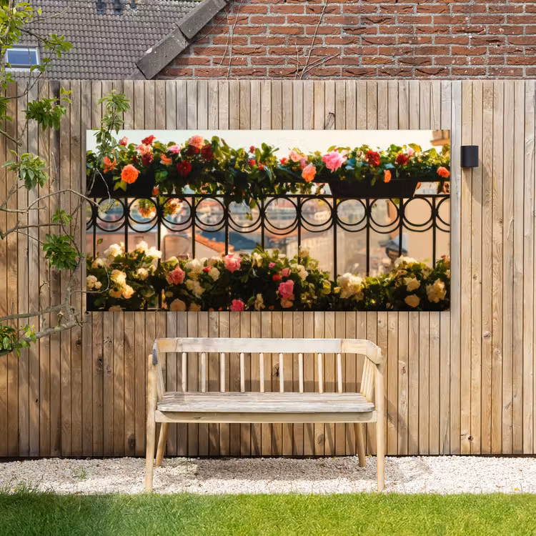 Buiten canvas - Bloemen - Hek - Stadszicht - Zomer — 3