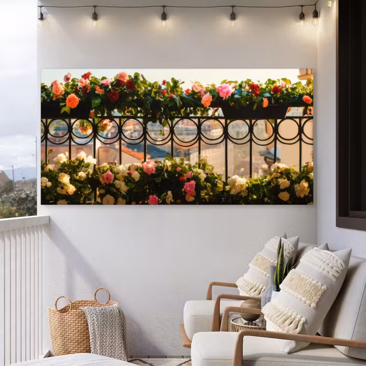 Buiten canvas - Bloemen - Hek - Stadszicht - Zomer — 4