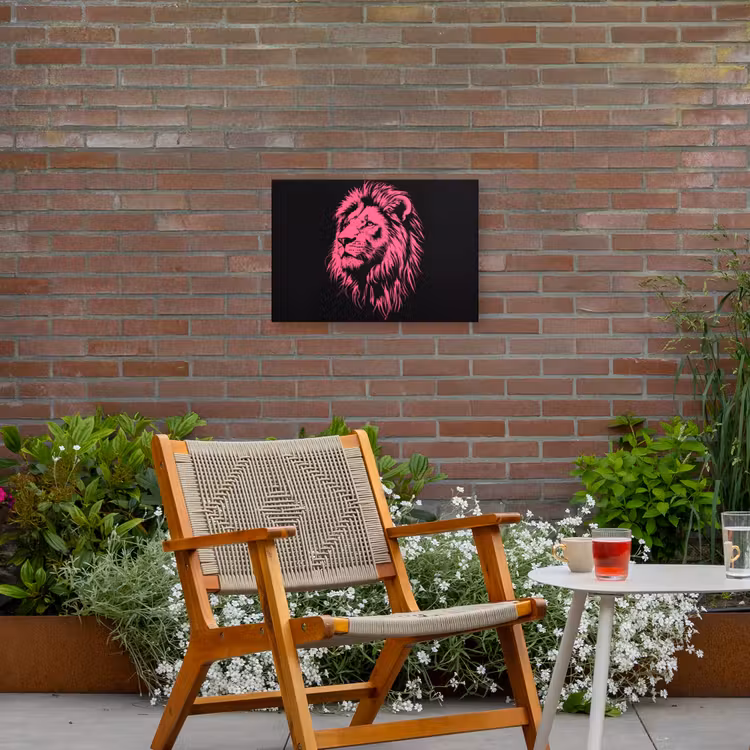 Buiten canvas - Leeuw - Zwart - Roze - Neon — 2
