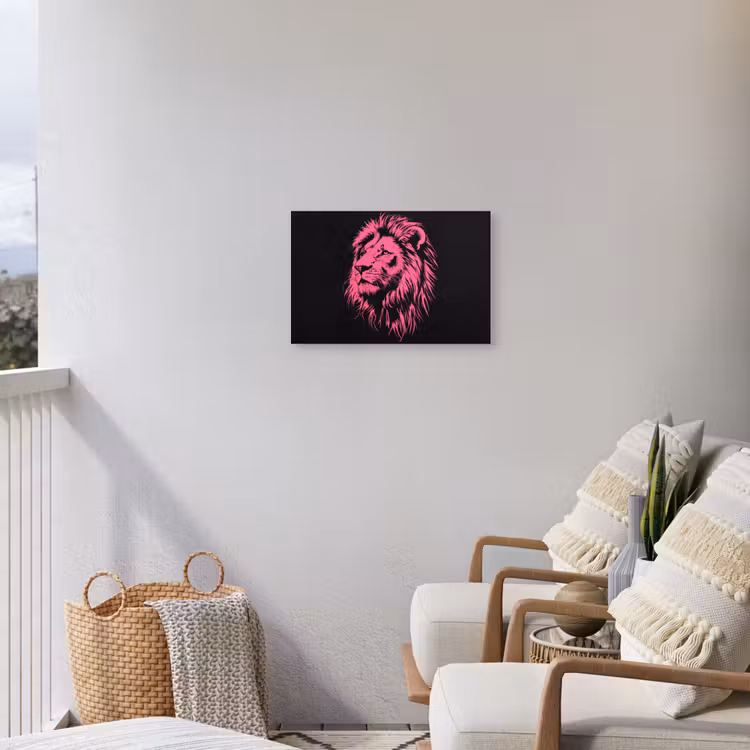Buiten canvas - Leeuw - Zwart - Roze - Neon — 4