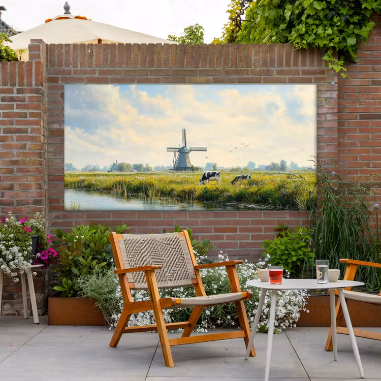 Buiten canvas - Koeien - Windmolen - Weide - Blauw — 2