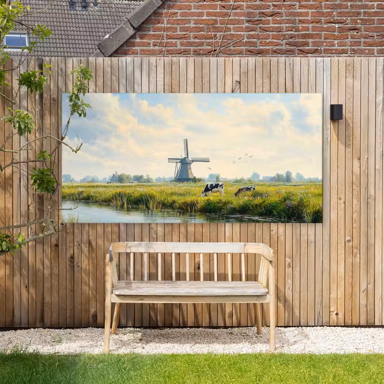 Buiten canvas - Koeien - Windmolen - Weide - Blauw — 3
