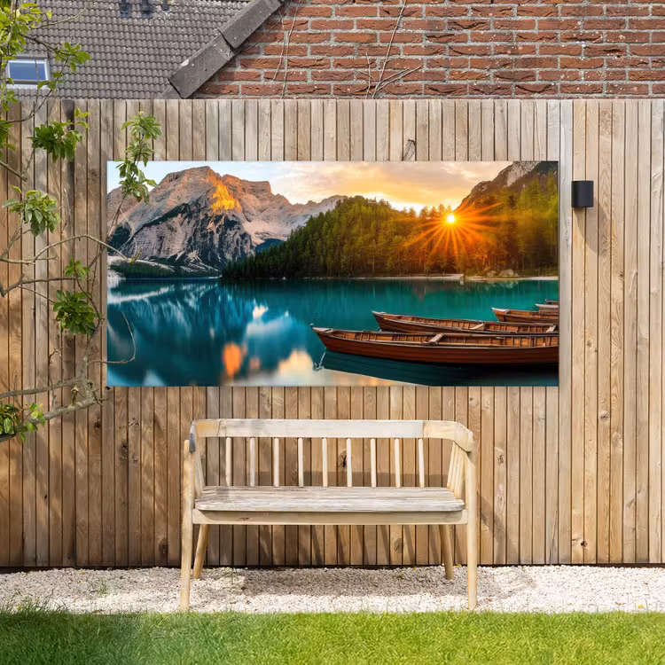 Buiten canvas - Meer - Bergen - Zonsondergang - Boot — 3
