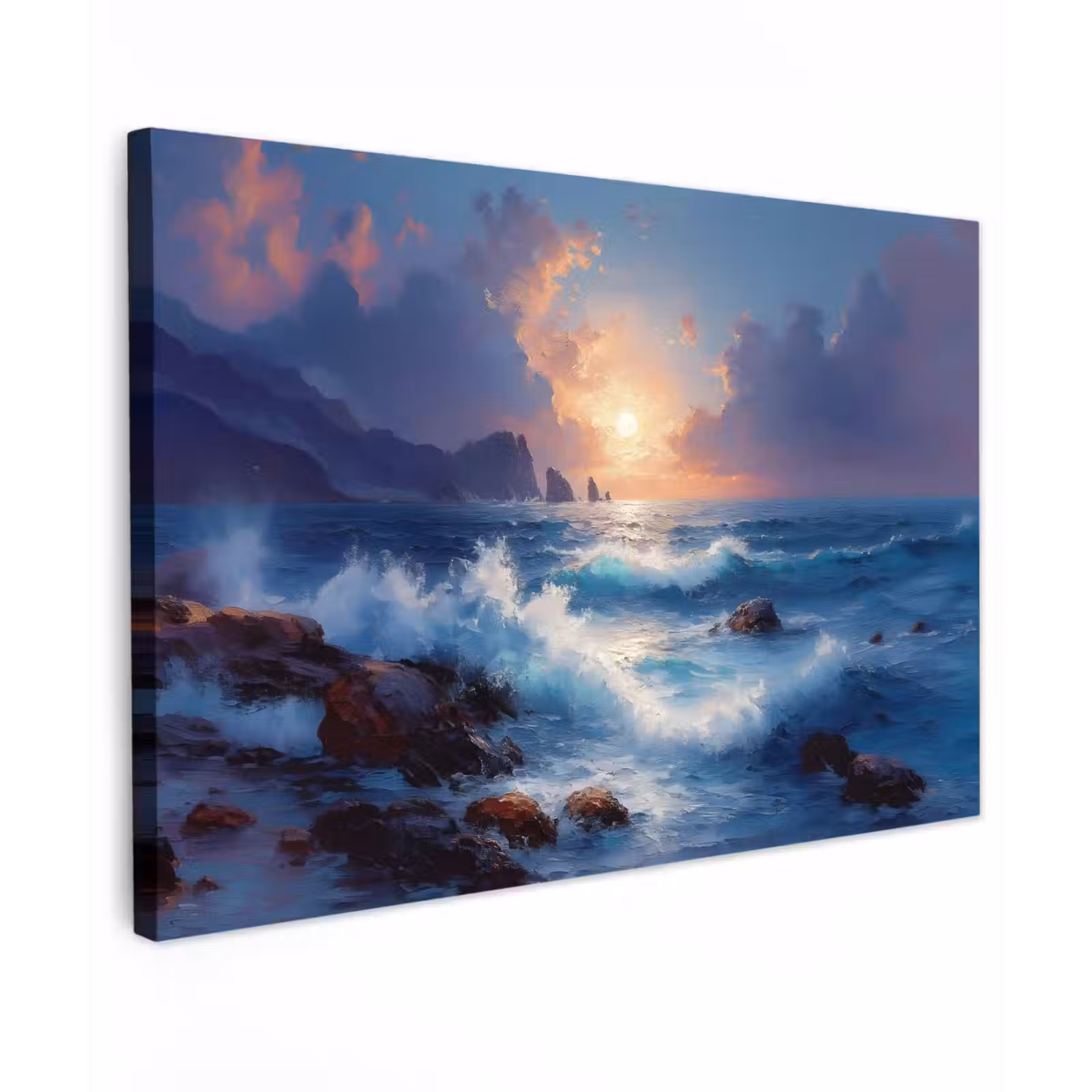 Buiten canvas - Golven - Zee - Kleurrijk - Rotsen — 1