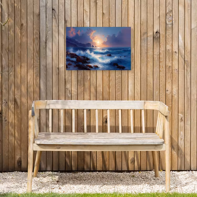 Buiten canvas - Golven - Zee - Kleurrijk - Rotsen — 3