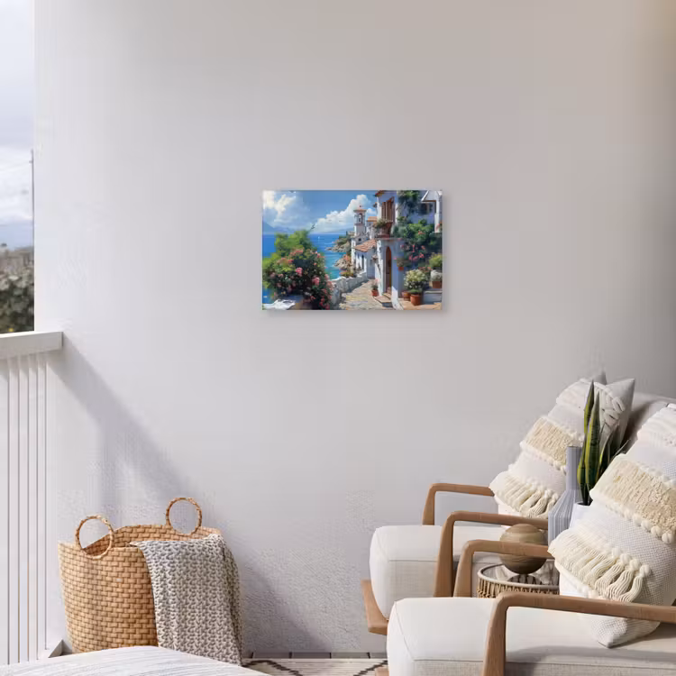 Buiten canvas - Huizen - Zee - Bomen - Bloemen — 4