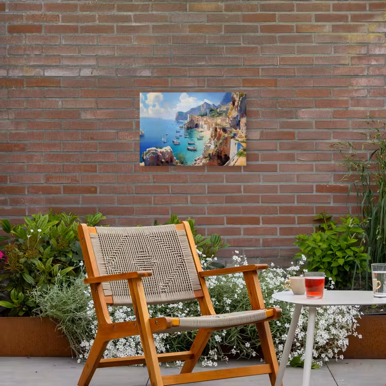 Buiten canvas - Kustdorp - Schilderij - Rotsen - Boten — 2