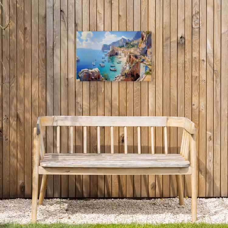 Buiten canvas - Kustdorp - Schilderij - Rotsen - Boten — 3