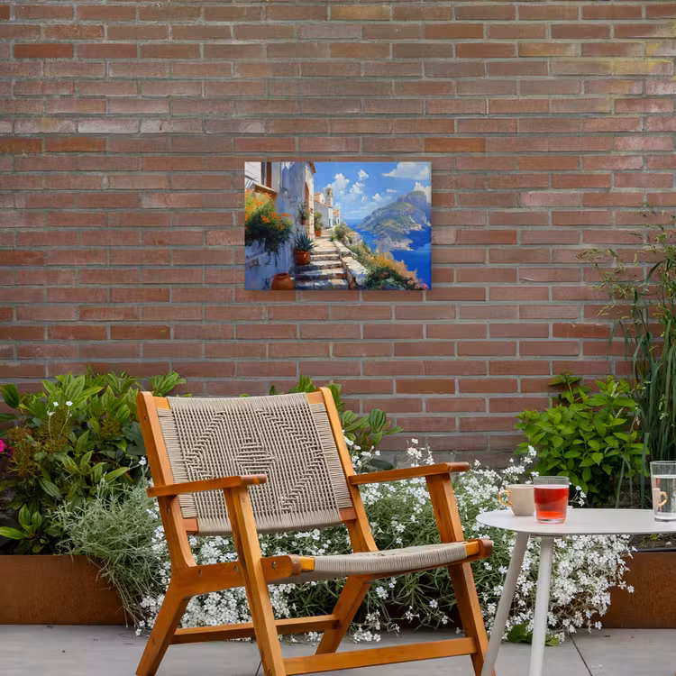 Buiten canvas - Trap - Huizen - Berglandschap - Zee — 2