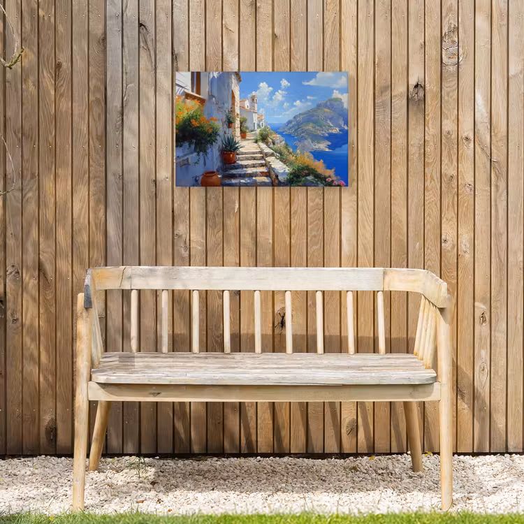Buiten canvas - Trap - Huizen - Berglandschap - Zee — 3