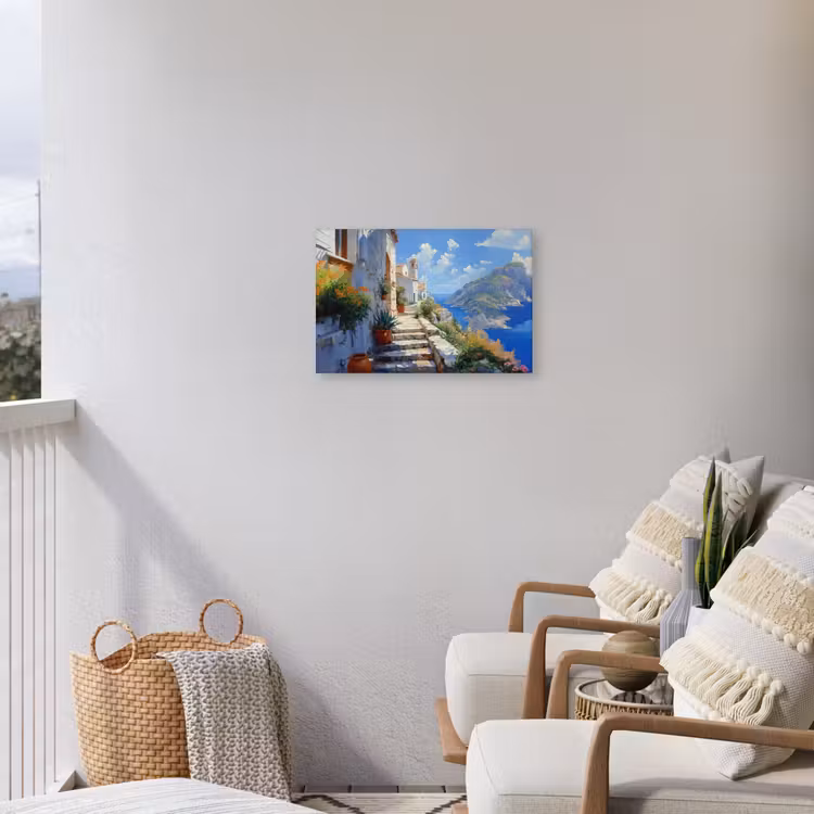 Buiten canvas - Trap - Huizen - Berglandschap - Zee — 4