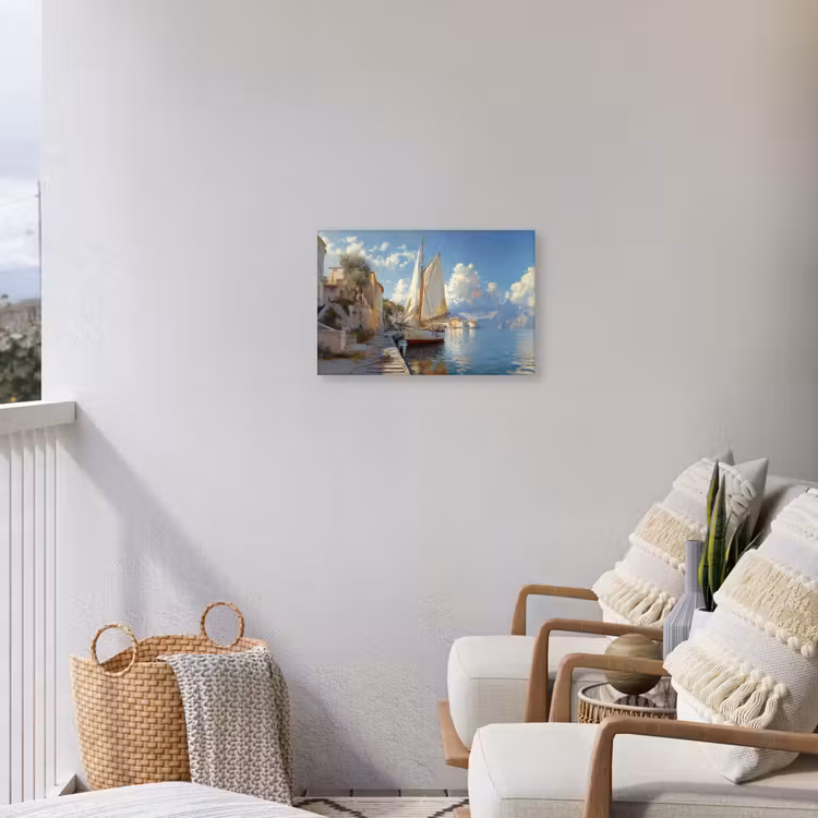 Buiten canvas - Zeilschip - Huizen - Kade - Zee — 4
