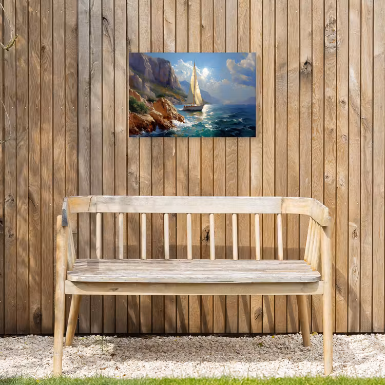 Buiten canvas - Zeilschip - Zee - Rotsen - Wolken — 3